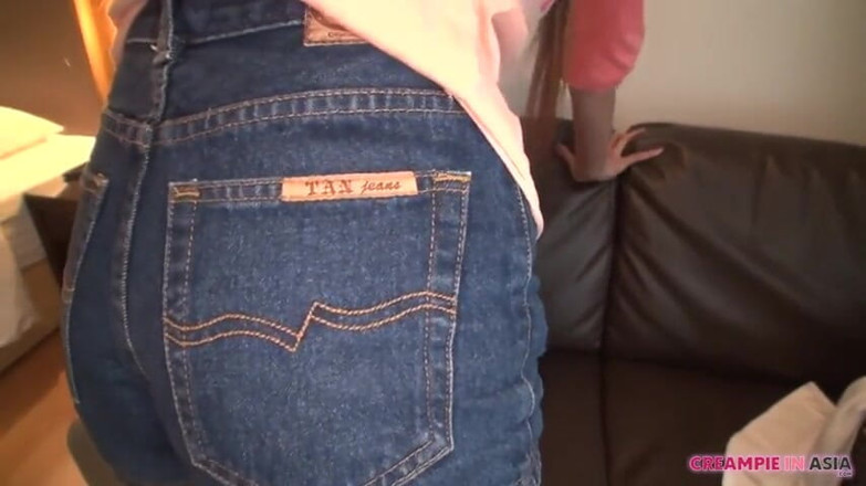 Creampie In Asia: The girl, slender and tall like a mode, successfully bareback...