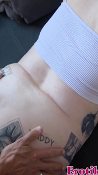 German Chubby Girlfriend Gets Squirted on the Sofa