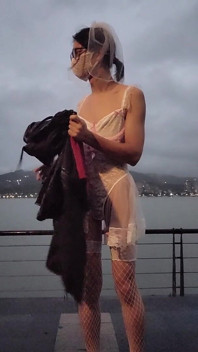 Bride Exhibitionist Cum on Street