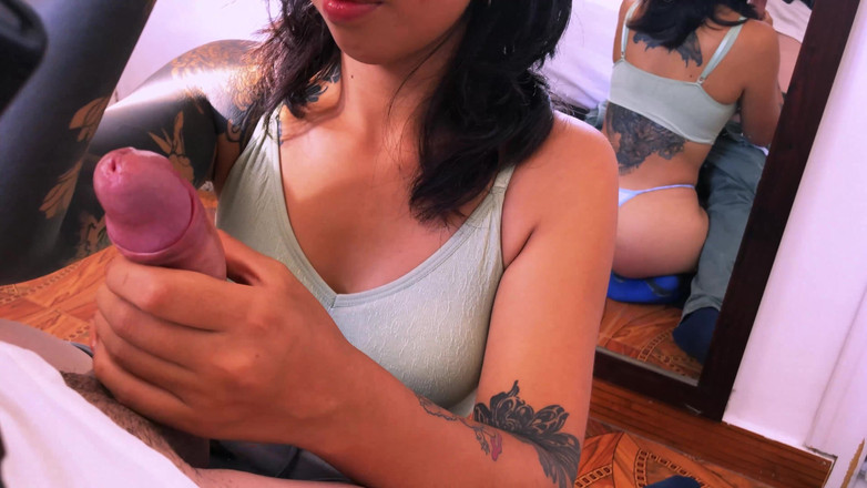 Ellie pink: Hot Tattoed Teen with Perfect Ass Gives Hot Blowjob After...