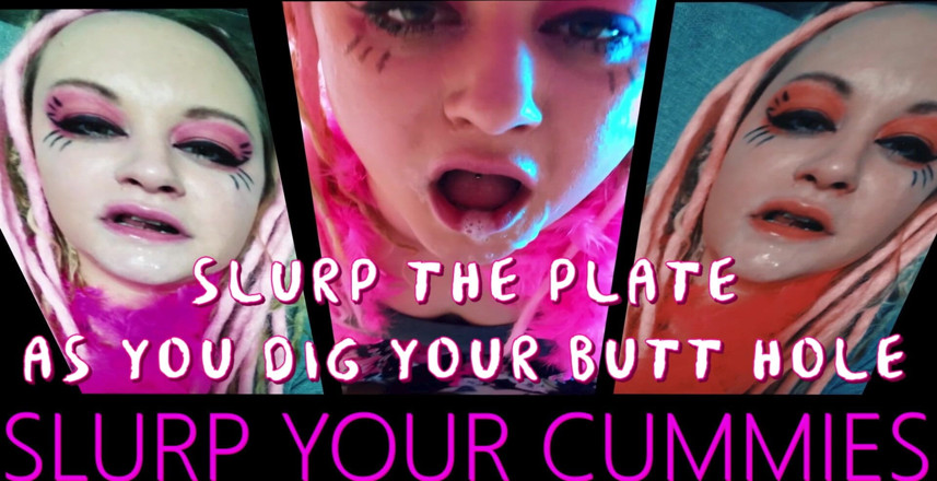 Campsissyboi: CEI Trick 1 Slurp the Plate as You Dig Your Butthole