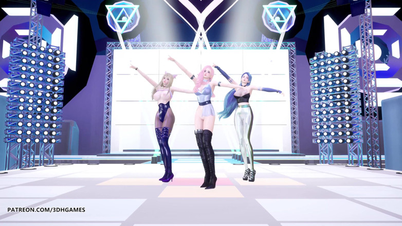 3D-Hentai Games: [MMD] Kep1er - Up! Ahri Seraphine Kaisa hot striptease league of...