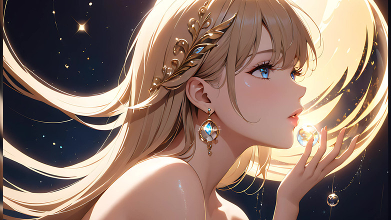 LustRender: Whispers of magic - Ai mädchen und ein glühender orb