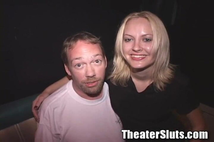 Theater Sluts: Blonde Facial Gangfuck Porno Theater Party Cutie!