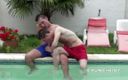 FRENCH AMATORS SEXTAPES: Two sexy french twinks friends fucking outdoors near the swimming...