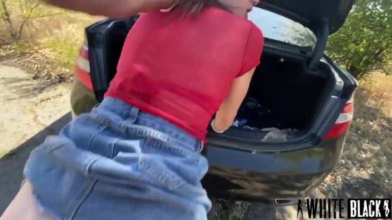 WhiteBlack: Fellow traveler was rough anal fucked on the road