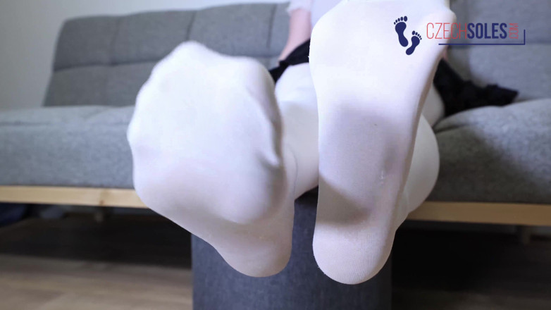 Czech Soles - foot fetish content: Schoolgirl White Tights Sole Tease
