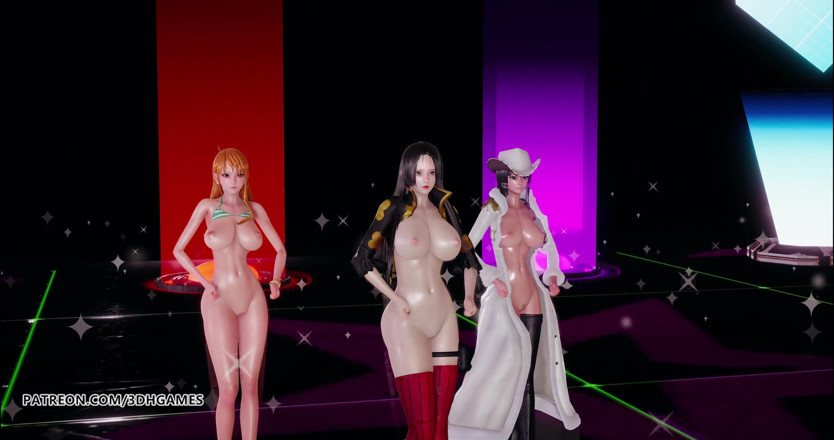 3D-Hentai Games: День девушки - Ожидание обнаженного танца Боа Хэнкок, Нами, Нико Робин, цельный сексуальный танец Kpop