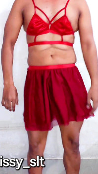 Sexy Shemale Exercise and Show off Her Tiny Clitty and Play with White Dildo