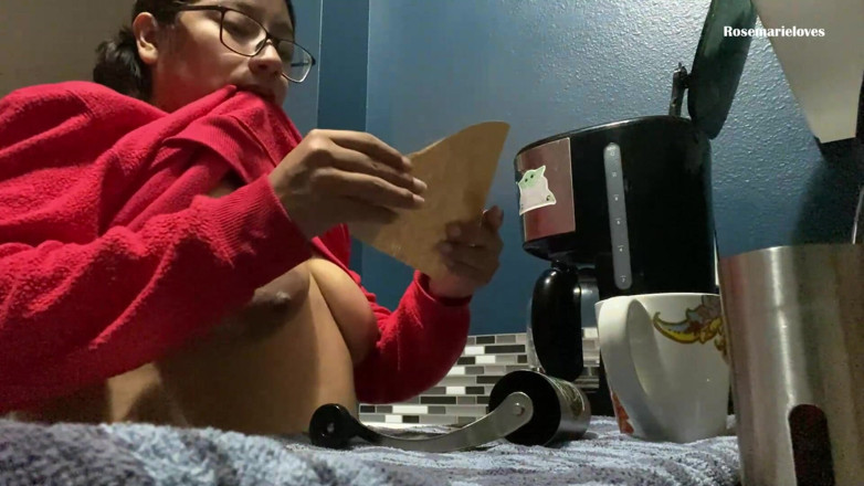 RosemarieLoves: POV MILF Asmr Grinding Coffee Beans Topless