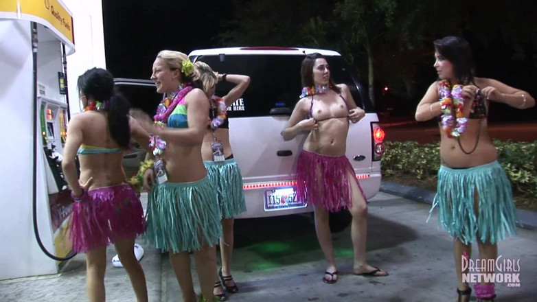 Dream Girls: Party girls dressed for Luau get naked in limo