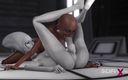 SciFi-X transgender: 우주정거장에서 흑인 소녀와 노는 섹시한 공상과학 여자 외계인