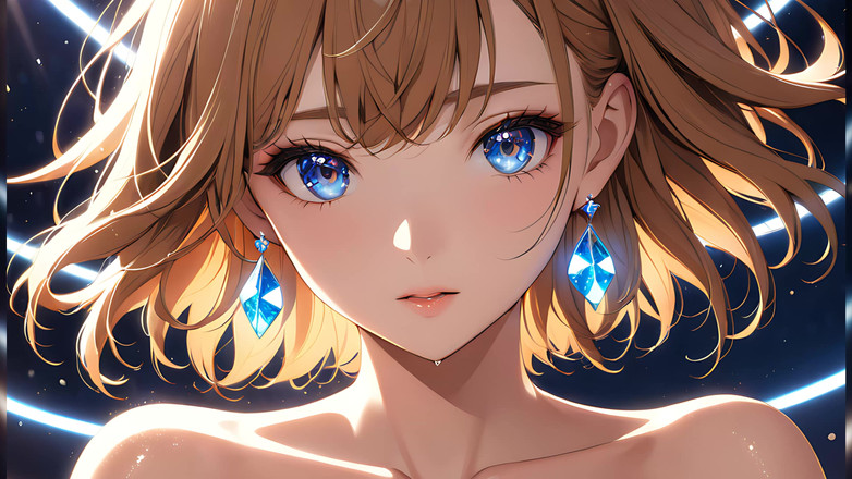 LustRender: ボケの夢:浮かぶ光の中の美しい若い女性