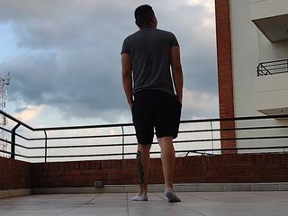 Tomas Styl: Latino Shows His Socks Outdoor - Big Feet