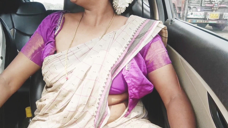 Telugu honey lips: パート-2、テルグ語の汚い話、義理の義理の息子の義理の母の車のロマンチックな旅