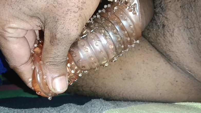 Sannu: Crastel Condom in Cocks at Bedroom in Indian Man