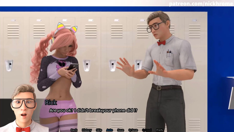 Visual Novels: SexBot 41 - nerd with glasses with milfs