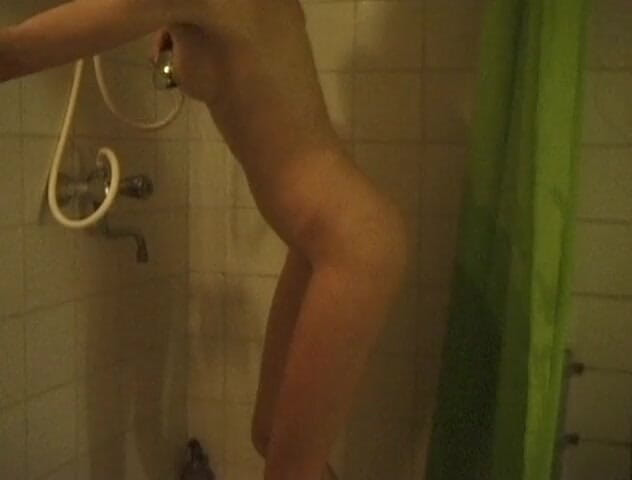 Flash Model Amateurs: Blonde with small tits masturbates while taking a shower