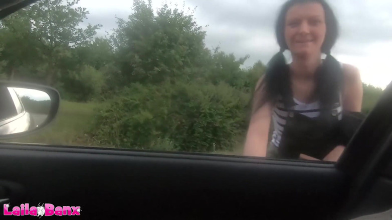 Laila Banx: Teenie cum-boobies! Cum splash spectacle by hitchhiking