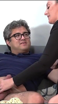 A Busty Hot Stripper Is Sucking on His Micro Penis