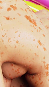 Pool Pussies Scene 3 Two Slim Blonde Lesbians in Bikinis Cum in the Jelly Pool