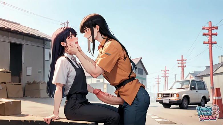 Femboy Hentai Haven: Fiery Femboy fode esguichando biquíni bebê em industrial street sex -...