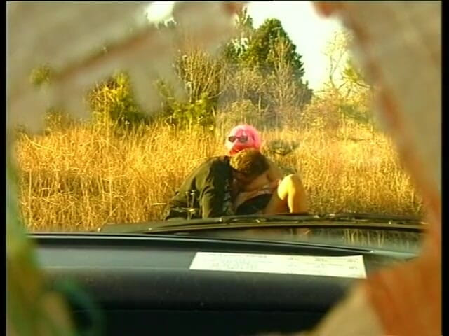 Lucky Cooch: Horny babe with pink hairy sucks guy's cock outdoors