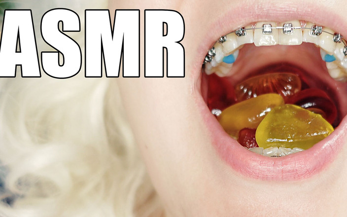 Arya Grander: 歯列矯正フェチASMRビデオmukbang