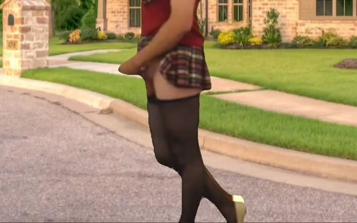 Ladyboy Kitty: Crossdresser Masturbating Hot Girl Skirt and Nylon Slim Fit Twink...