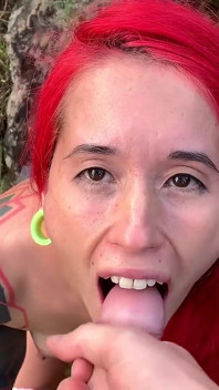 Blowjob and Doggy Fuck for Petite Redhead on Mountain Hike
