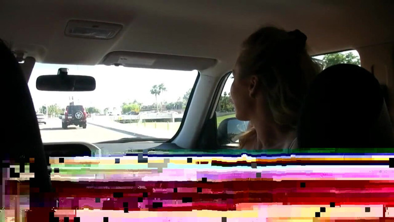 Aziani: Busty Blonde MILF Flashes Perfect Tits in Car Ride