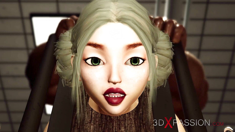 3dxpassion: Супер гаряча розпутна дівчина в наручниках грубо трахається з великим чорним членом