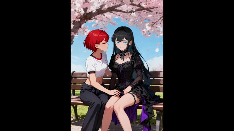 Sdanimacionescol: 나무 아래에서 핑거링하는 Akari 그리고 Yuki 레즈 - 애니메이션 - 스페인어 오디오 - Asmr