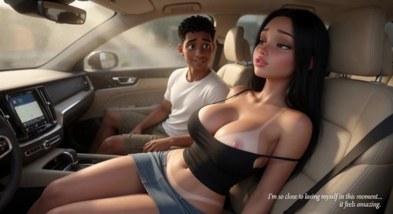 My night collection: Sexy Brunette Teases Snack Vendor in Car with Big Tits...