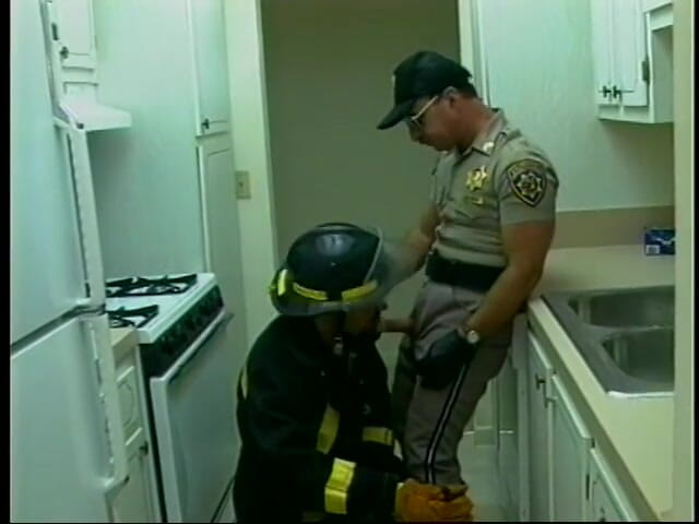 Gays Case: Wild handsome cop gives blowy with passion in the office