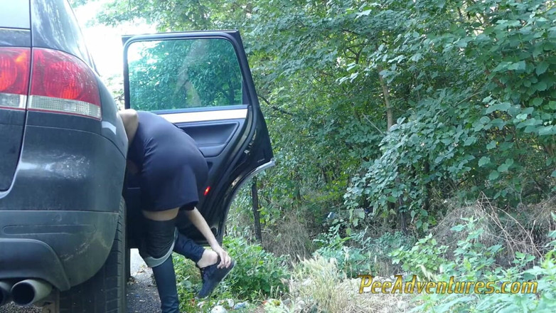 Pee Adventures: Changing her wet pee clothes outside