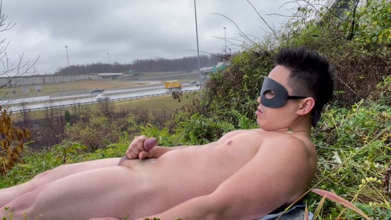 barenakedboy: Rain-soaked Muscle God: Nude Highway Flex &amp; Explosive Cum Blast