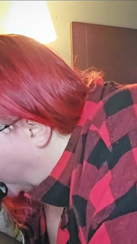 Redhead Aubrey Bigbabe304 Slobbers on a Big Fat Black Cock