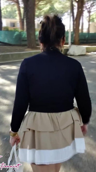 Outdoor Mini Skirt No Pantie with Anal Plug
