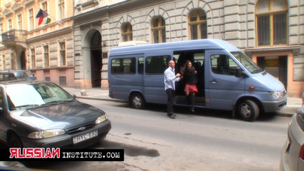 Russian Institute: Threesome with a hot busty milf