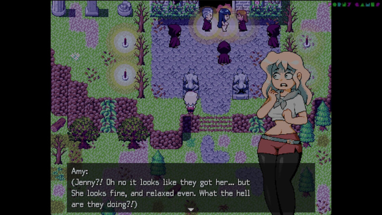 Porny Games: Dernière éjaculation par Ro jouit - le rituel de sa demi-sœur excitée...