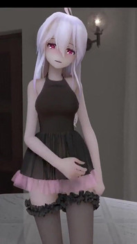 [mmd] 弱音chocolate Cream Black Stockings; Dress; Butt Plug; Anal Beads; Erotic Tattoos