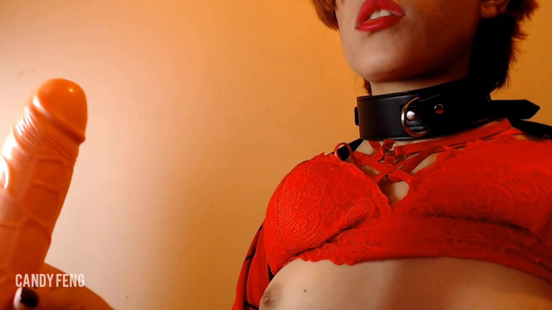 Candy Feng: Pretty in red, blowjob clip