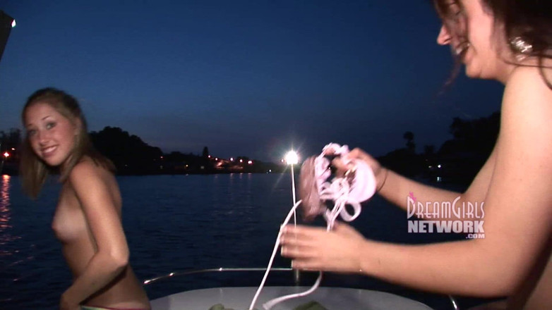 Dream Girls: Night time boating finger fuck party