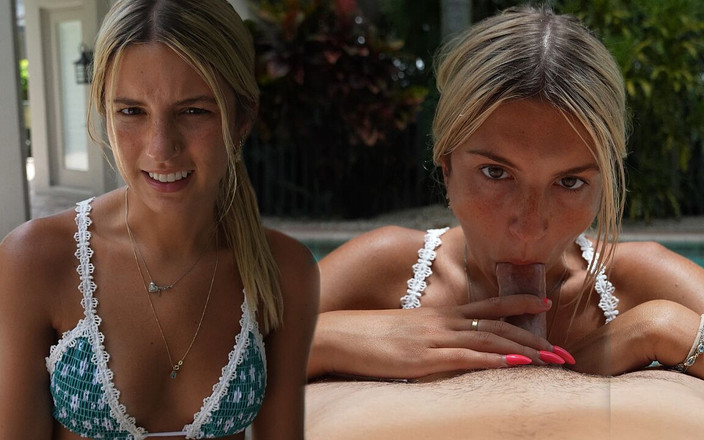 Ambie Bambii: 18-letni student pierwszego roku daje swojej przyjaciółce loda w basenie!