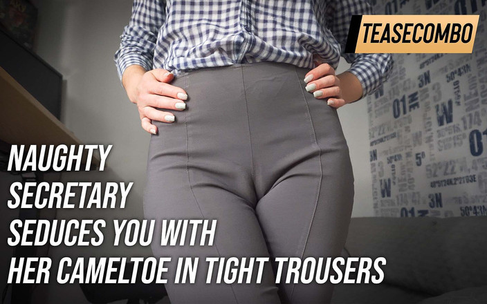 Teasecombo 4K: Zlobivá sekretářka tě svádí svými stydké pysky v těsných kalhotách