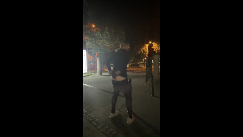 SissyDaniella: Sissy riding dildo outside