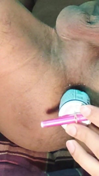 Gay Huge Ass Gape with Homemade Dildo