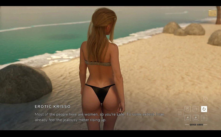 Erotic Krisso: 救生海滩与莎拉啪。大屁股金发女郎