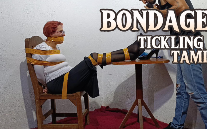 Queensofthefeet: Tied with Plastic Tape Gagged with a Heel on the...